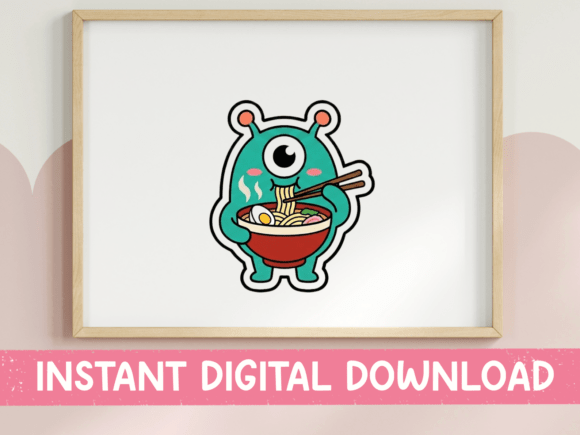 Reviewing the Cute Monster Eating Ramen Kawaii Design