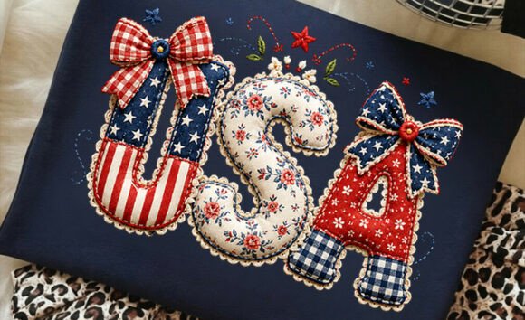 Reviewing the USA Flag Bow T-shirt Design for Embroidery